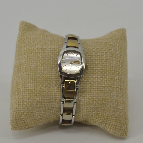 Fossil Two Tone Wristwatch Gold Silver Bracelet Watch Womens - Picture 12 of 12